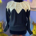Vintage 80s Cream and Black Angora Lambs Wool Blend Batwing Sweater Size undefined Photo 0