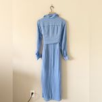 Michael Kors Michael  Silk Blend Shirt Maxi Dress in Blue & White Stripe Size S Photo 6