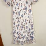 Abercrombie & Fitch Smocked Puff Sleeve Floral Midi Dress Size Medium White Photo 8