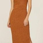 Rent the runway sz Large Esteban Cortazar copper midi shimmer knit dress stretch Photo 0