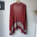 Rose Carmine Metallic Red Crochet Knit Colorblock Open Cardigan Sweater One Size Size undefined Photo 5