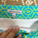 Sunsets & Sweet Tea Womens Dress Abstract Size 13 Nylon Blend Green Yellow Blue Photo 1