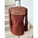 Vintage Y2K Sonia Rykiel Rust Brown Wool Baby Doll Sequin Sweater 70s Boho Photo 1