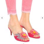 Veronica Beard NEW  Sequined flower suede mules Barbie pink Photo 2