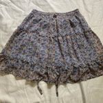 Sienna Sky Blue Floral Mini Ruffle Skirt Elastic Waistband Size Medium Photo 0