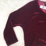 Eileen Fisher EILEEN FISHER Burgundy Red Velvet V-Neck Top Blouse Boxy Silk Dolman Size Large Photo 5