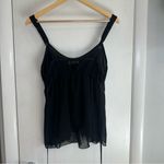 Creaciones Parisina Sheer Babydoll Tie Back Top. Size: Small. Color: Black. Black Photo 3