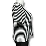 Vintage Three Flaggs Womens Knit T Shirt Top Short Sleeve Pullover Striped Large Black Photo 1