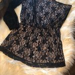 Bisou Bisou  blk w/shimmer gold cold arm blouse LG Photo 2