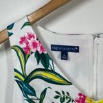 Talbots RSVP Dress Women 2P Lively Lemon Floral Fit & Flare Midi Tank Preppy White Size 2 Photo 3