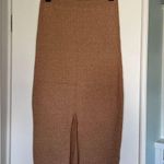 Free People Womens Pencil Skirt Size Large Carmel Heather Split Front Ribbed NEW Photo 3