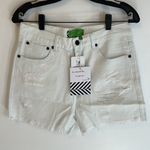 Free People  Sandrine Rose White Distressed Denim Shorts Photo 3
