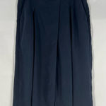 ASOS  Navy Blue Lyocell High Rise Pleated Front Side Zip‎ Wide Leg Crop Pants 12 Photo 0