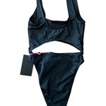 South Beach  crinkled cut out crop swimsuit in black Photo 4