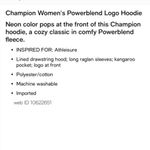 Champion Powerblend Hoodie Purple w Iridescent Metallic Big C Logo S Photo 6
