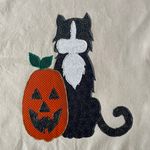 Handmade Vintage Halloween Black Cat and Pumpkin Tote Bag Photo 1