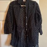 Beach Bunny  Black Eyelet Button Down Shirt Photo 0