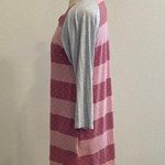 12PM by Mon Ami Pink Polka Dot and Stripe 3/4 inch grey sleeve top Photo 8