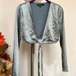 Motel Rocks Live Top on Satin Light Blue Tie Top Photo 2