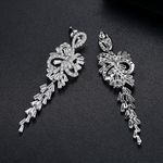 Bridal Earring Crystal With CZ Stone/ Fine Silver Plated Photo 3