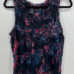 Lucky Brand  Blue Floral Sheer Tank Top Size M Boho Feminine Lightweight Summer Photo 0