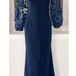 Eliza J . Off-the-Shoulder Mesh-Sleeve Gown in Navy, Size 4, New w/Tag Photo 4