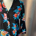 Maeve Anthropologie  Womens Woodland Walk Top  Black Floral Button Up.  order(58) Photo 6