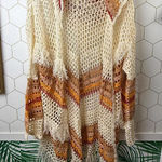 POL  Cream and Orange Hooded Knit Fringe Sweater - Size - Large Photo 0