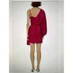 Topshop  Womens Hot Pink Jacquard One Long Sleeve Faux Wrap Mini Dress Size 10 Photo 2