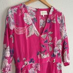 Yumi Kim Pink Floral Romper 100% Silk Colorful Tropical Vacation Resortwear Photo 1