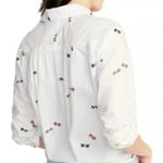 Old Navy Women’s Sunglass Print Tie Hem Shirt Long Sleeve White Buttoned Small Photo 8