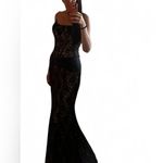 Absolutely Stunning Black Lace Boned Bustier Mermaid Evening Gown – Size 6 Photo 3