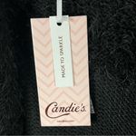Candie's CANDIE’S Black Cropped Cozy Fuzzy Eyelash Open Knit Waterfall Cardigan, Size XL Photo 4