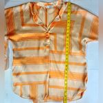 Mango  MNG Satin Print Blouse Tunic Orange‎ Oversized Long Sleeve Imported Size 6 Photo 10