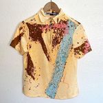 Jamie Sadock Yellow Abstract Short Sleeve Half Zipper Golf Polo Size XS Photo 0