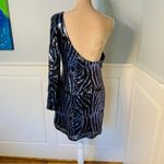 Alyce Paris Sequin Party Mini Dress Animal Print Black & Purple Size 10 Photo 5