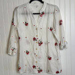 Kindred  White Floral Embroidered Semi Sheer Button Down P33 Photo 0