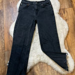 ASOS Design Crop Raw Hem Black Denim Jeans Size 28 Hi Rise Photo 0