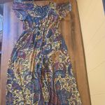 Anthropology Ranna Gill Jumpsuit 12 Paisley pattern Georgia Wide Beaded top Gold Photo 1