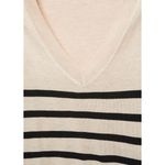 Mango Cashmere Blend V-Neck Striped Fine-Knit Sweater Luccavr Beige Black NWT Photo 2