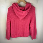 Aerie Womens Hooded Open Knit Long Sleeve Sweater Size Small Pink Color Classic Photo 4