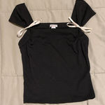 Kimchi Blue  Black Tee with White Bow Details Photo 0