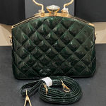La Terre | Quilted Emerald Green Handbag w/ Crossbody Strap Photo 0