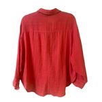 Anthropologie madras blouse by Out From Under coral color Small Photo 1