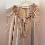 Chelsea and Violet  Ruffle Boho Champagne Tan Blouse Photo 2