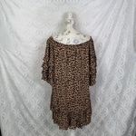 Fate Oversized Leopard Print Dress W/ Tiered Ruffle Sleeves & Ruffle Hem Size S Brown Photo 5