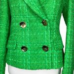 ZARA  Kate Middleton Textured Tweed Boucle Apple Green Gold Button Cropped Blazer Photo 12