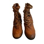 Free People  Carrera Braided Woven Leather Boot Vintage Tan Distress Photo 5