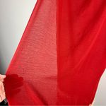 Handmade Red Sheer Sarong | Beach Cover-Up | Boho Fringe & Shell Detail Summer Pool Fun Photo 2