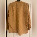 Uniqlo U | Women Sheer Band Collar Long Sleeve Cotton Shirt | Brown | Size S Photo 3